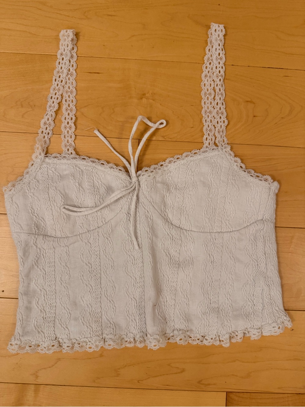 Edikted White Lace Trim Coquette Corset Camisole Top - Size M